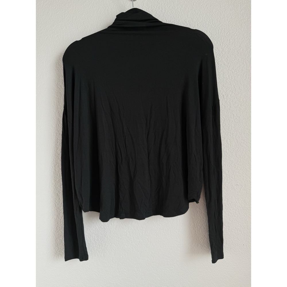 Aritzia Babaton Small Long Sleeve Top Shirt Black Mock Neck Lightweight Cropped - Picture 6 of 11